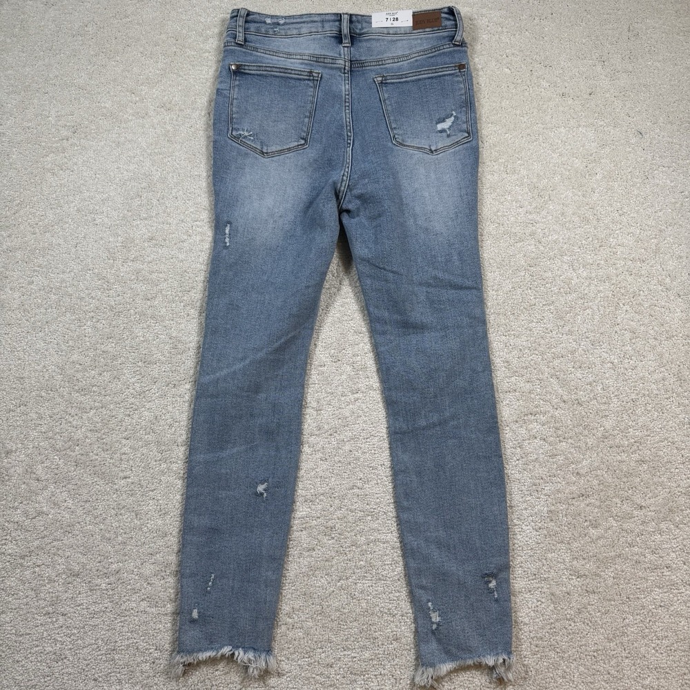 New Judy Blue Skinny Fit Jeans Sz 7/28(29x26.5) Light Wash High Waist Distressed - Picture 3 of 8